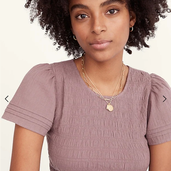 LIKE NEW Madewell Lucie Flutter-Sleeve Smocked Bodice Top in Fig - Picture 4 of 14